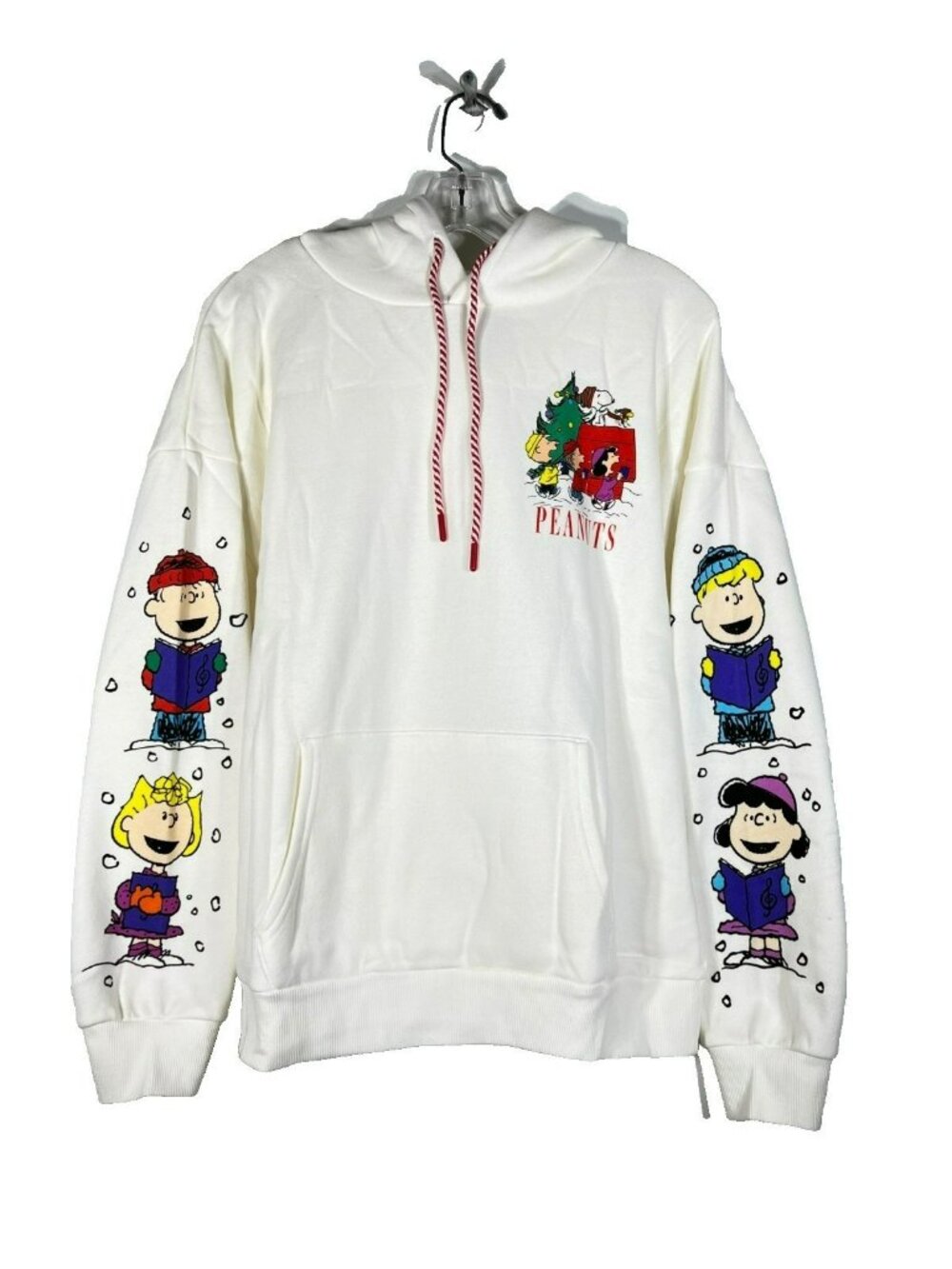 Peanuts Gang Snoopy & Friends Womens XXL Holiday Christmas Hoodie White